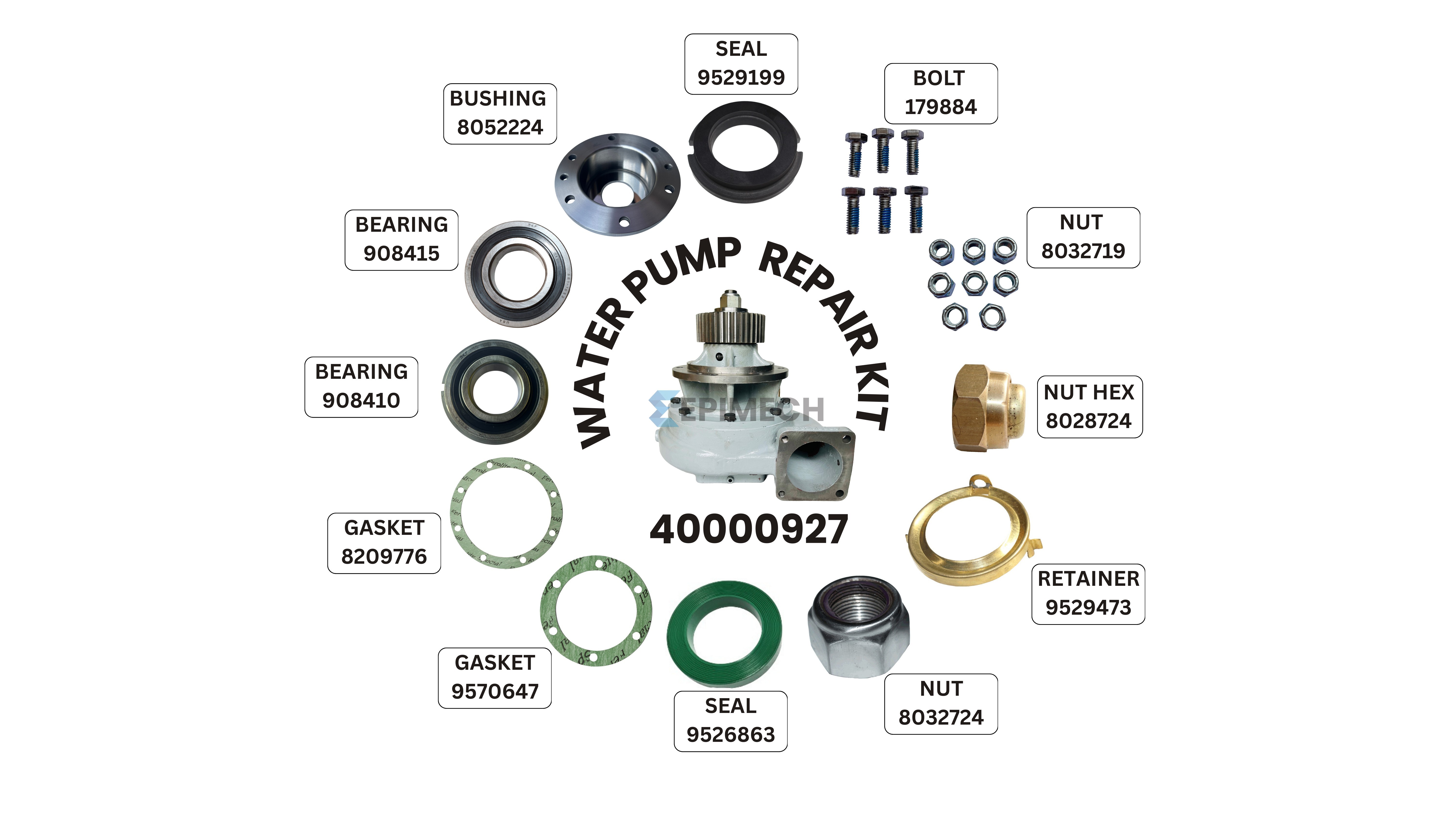 KIT WATER PUMP REPAIR (11 ITEMS) - 40000927